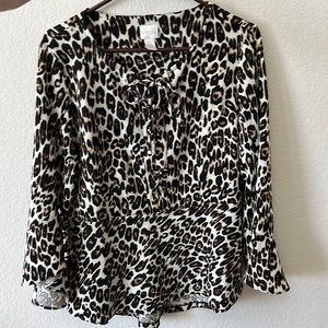 Chicos sz S leopard cheetah print blouse 3/4 sleeves